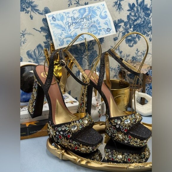 🆕 GB GIANNI BINI 🧿 NWOB Enchant-Ment Bead Embellished Platform Sandals, Sz 7.5 - Picture 3 of 16